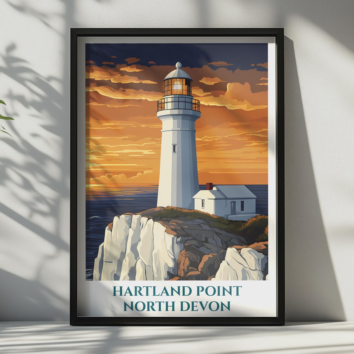 Hartland Point Lighthouse, Vintage Travel Poster
