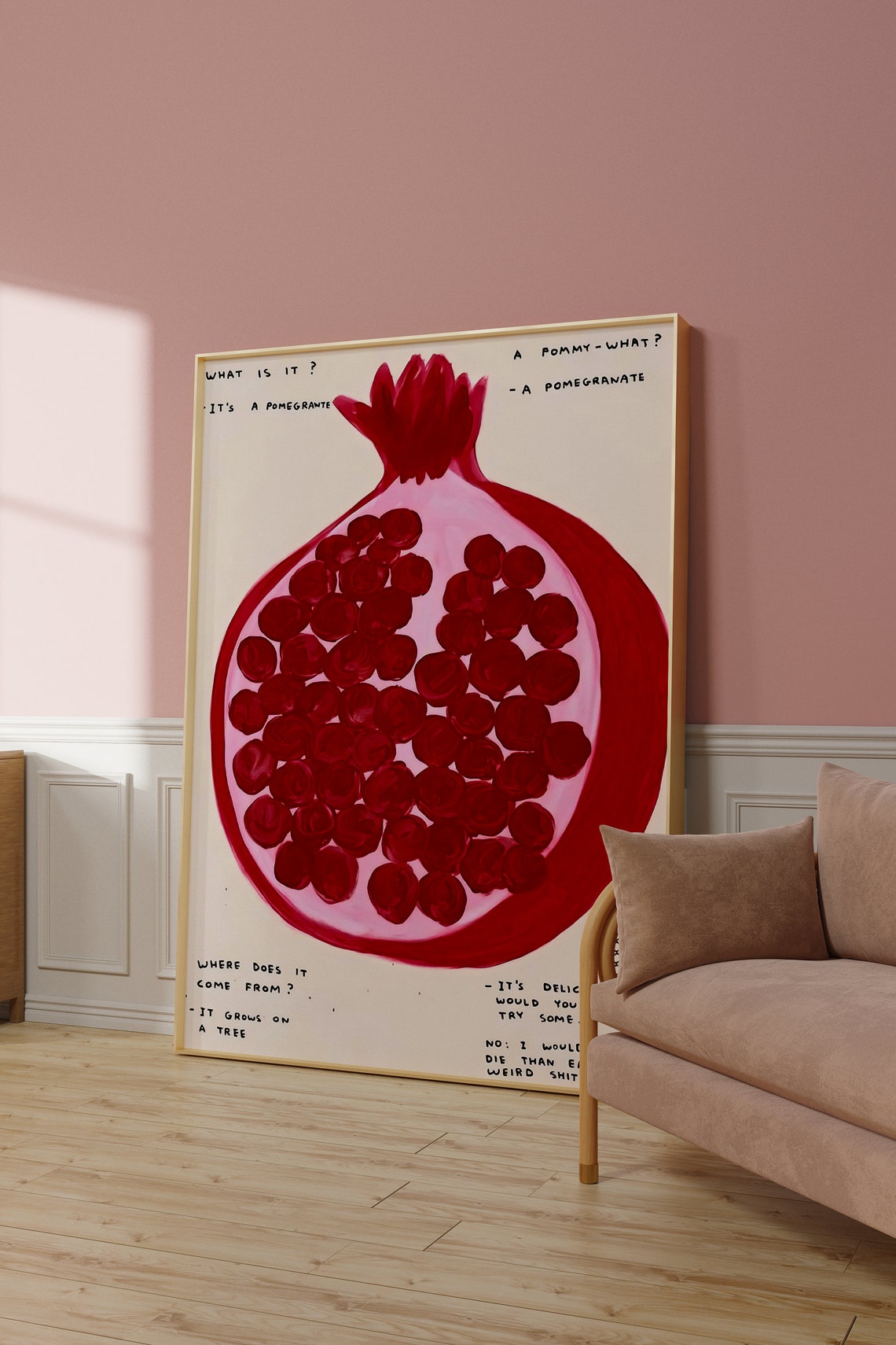 Funny Pomegranate Kitchen Illustration Witty Handwritten Quote Poster - Image 3