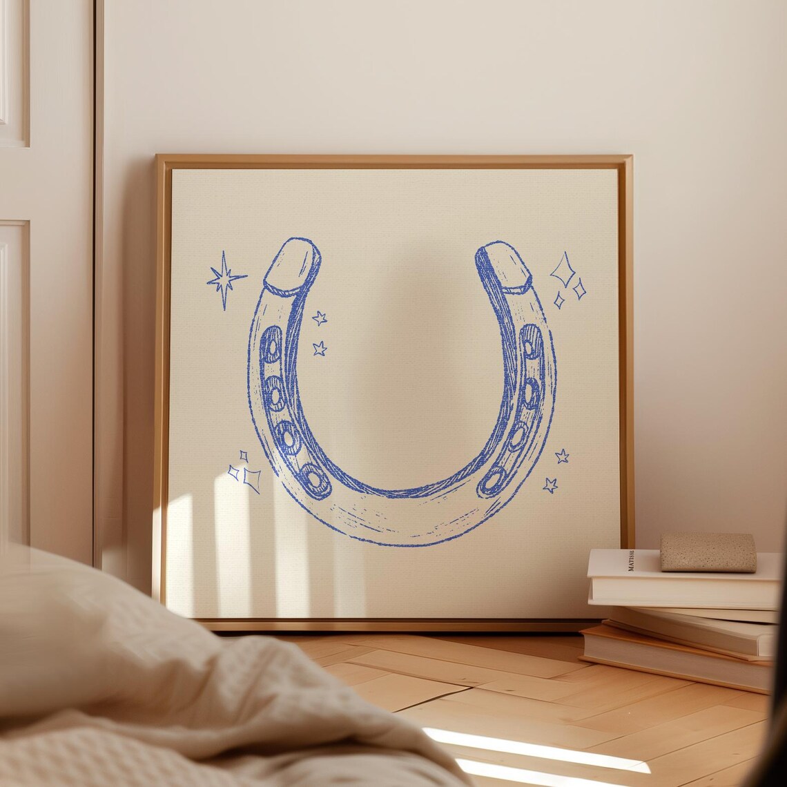 Horseshoe Vintage Square Art Print, Trendy Decor