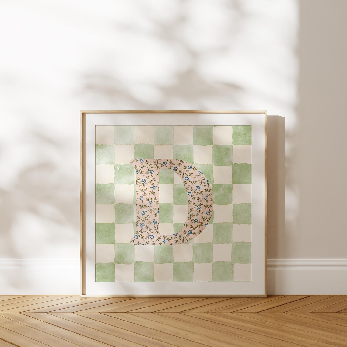 D Square Initial Personalized Watercolor Gift - Image 4