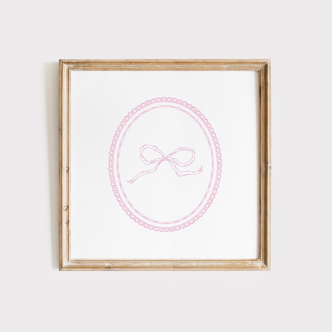 Pink Coquette Bow Line Drawing Decorative Oval Medallion Poster