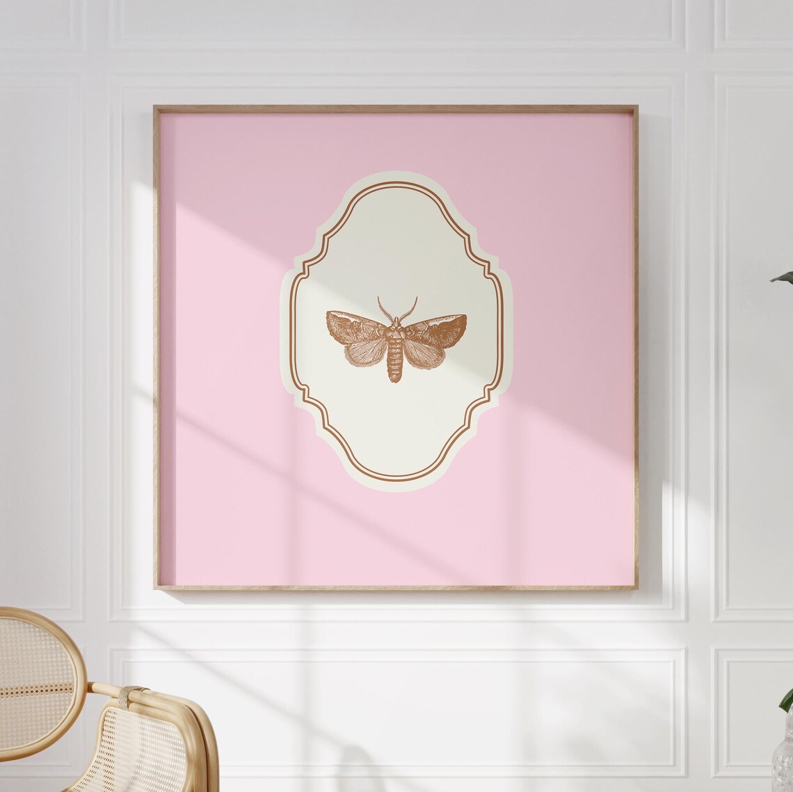 Pink Square Vintage Moth Engraving Ornate Entomology Art Poster - Image 5