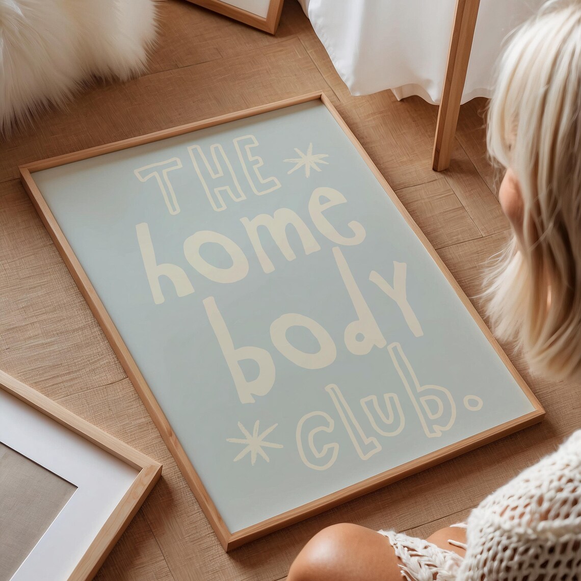 The Homebody Club Pale Blue Hand Lettered Quote Trendy Wall Art Print - Image 3