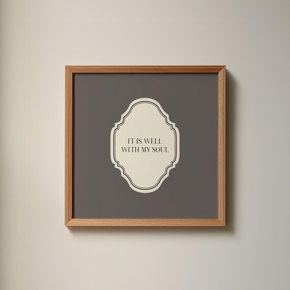 Charcoal Square It Is Well With My Soul Quote Ornate Faith Poster