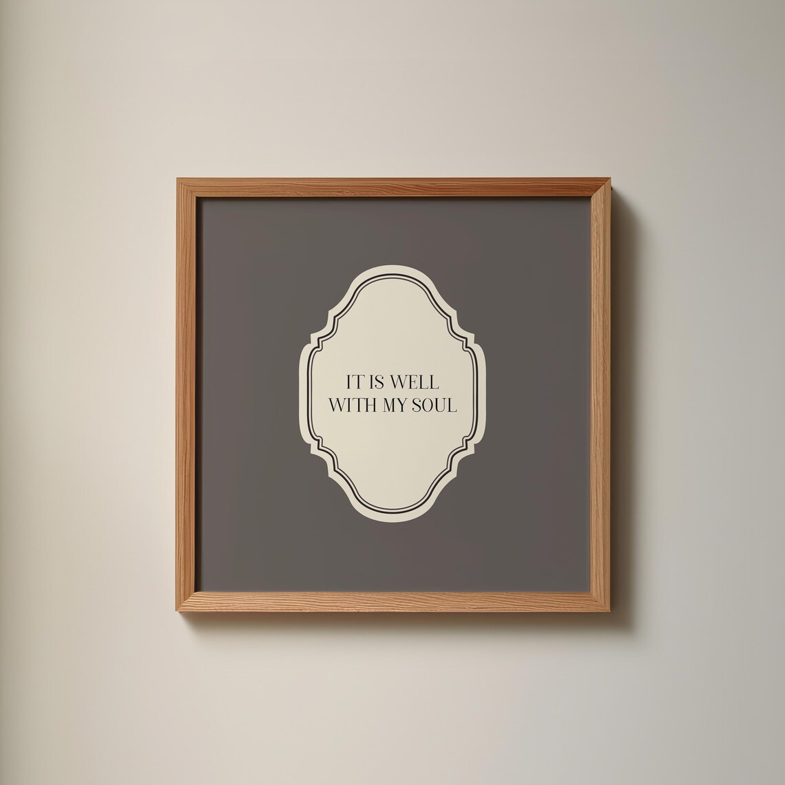 Charcoal Square It Is Well With My Soul Quote Ornate Faith Poster
