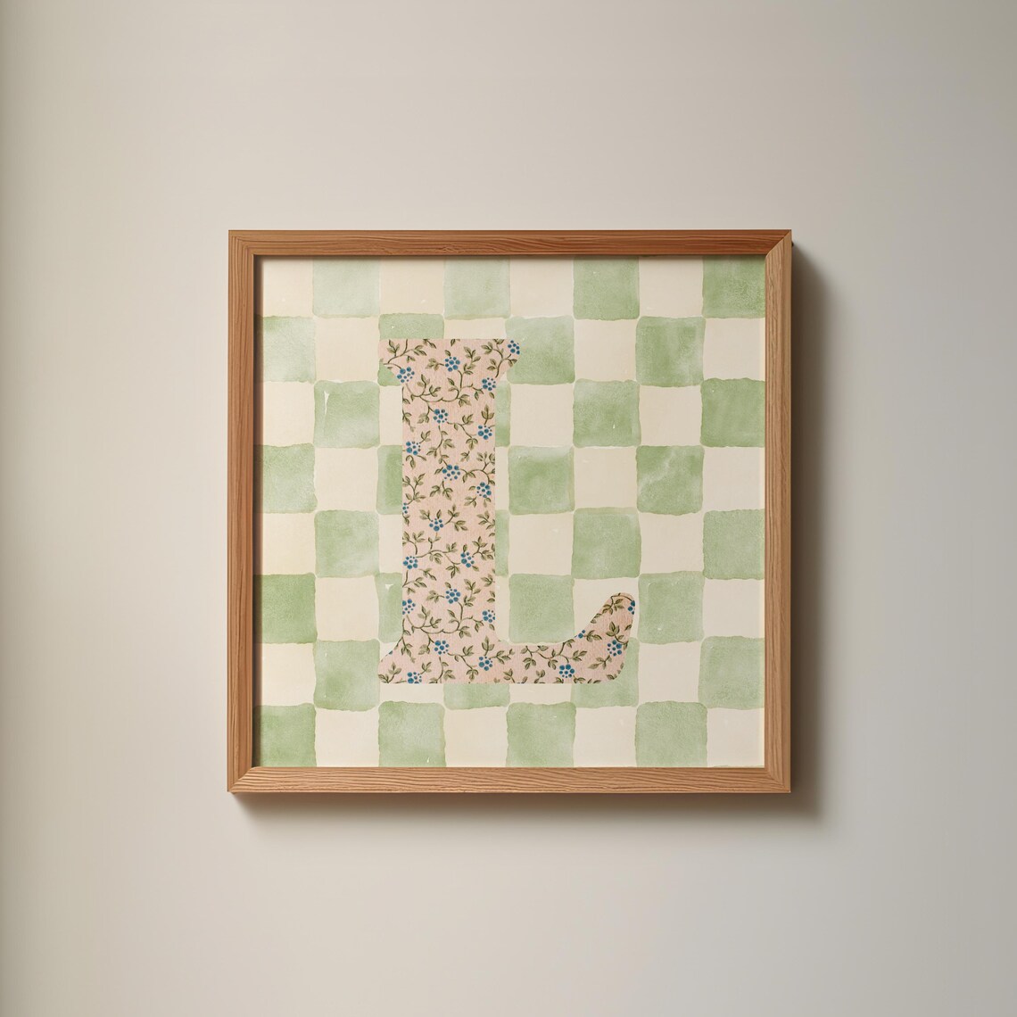 L Square Initial Print, Personalized Watercolor Gift - Image 3