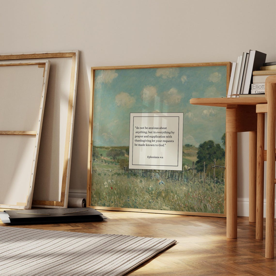 Do Not Be Anxious Scripture Meadow Landscape Bible Verse Wall Art - Image 3