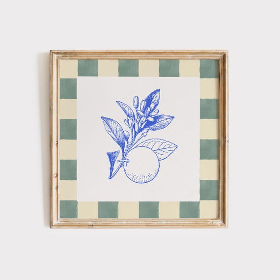 Vintage Orange Print Art Print, Trendy Decor