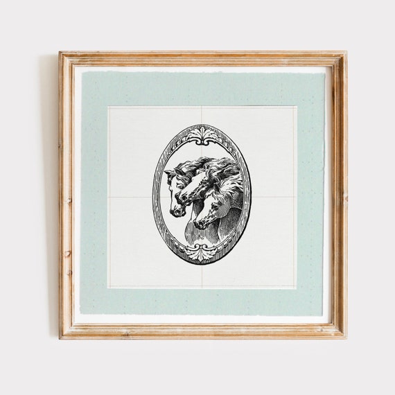 Horse Badge Vintage Cottagecore Square Print Instant Wall Art Nursery Kitchen Living Room Art Cottage Core Stable