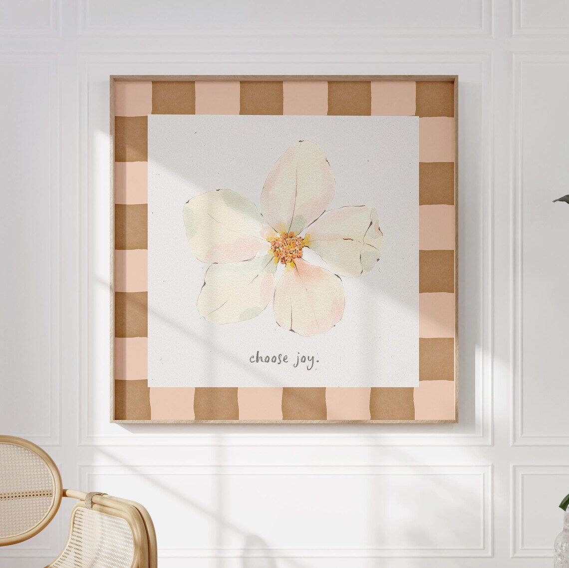 Choose Joy White Blossom Watercolor Botanical Quote Wall Art - Image 2