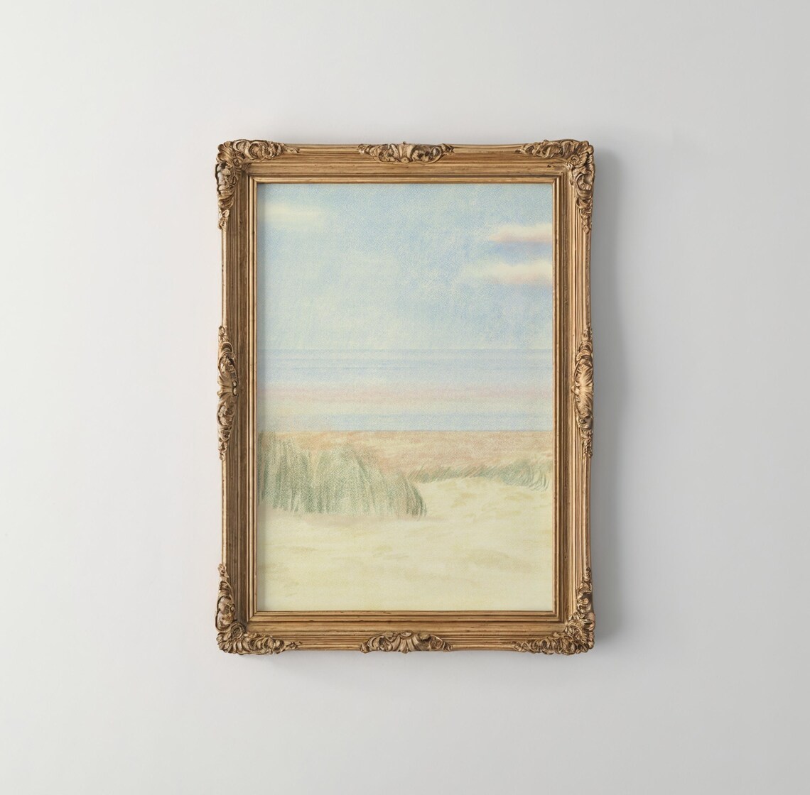 Pastel Sandy Beach Dunes Watercolor Abstract Coastal Wall Art Print - Image 3