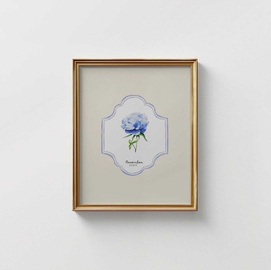 November Peony Birth Flower Botanical Cream Vintage Art Print - Image 5
