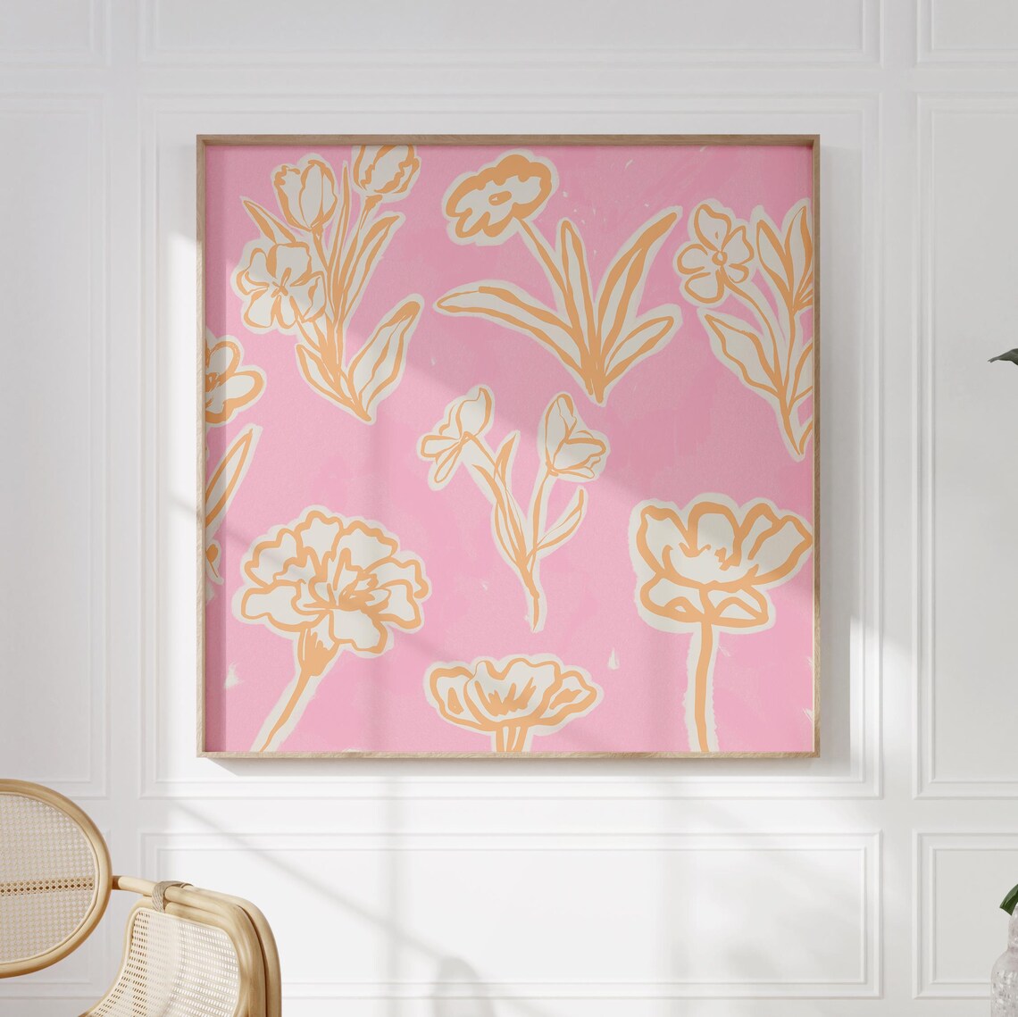 Pink Peach Abstract Delilah Art Print, Trendy Decor