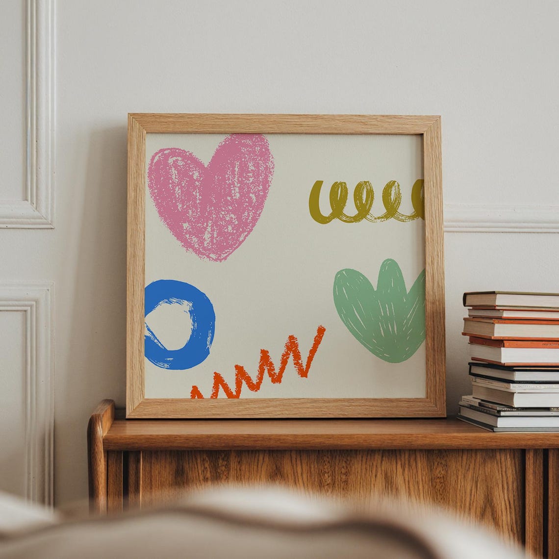 Colorful Doodle Hearts Zigzag Squiggle Playful Kids Nursery Art Poster - Image 5