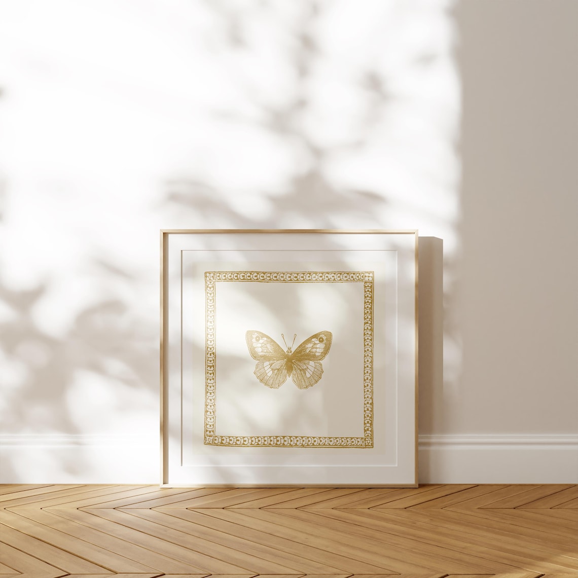 Mustard Yellow Minimalist Butterfly Art Print - Image 2
