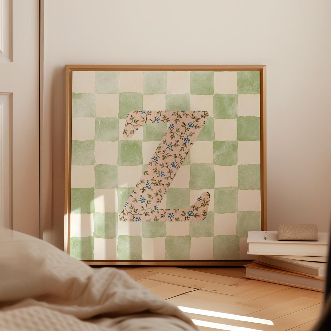 Z Square Initial Personalized Watercolor Gift Print - Image 4