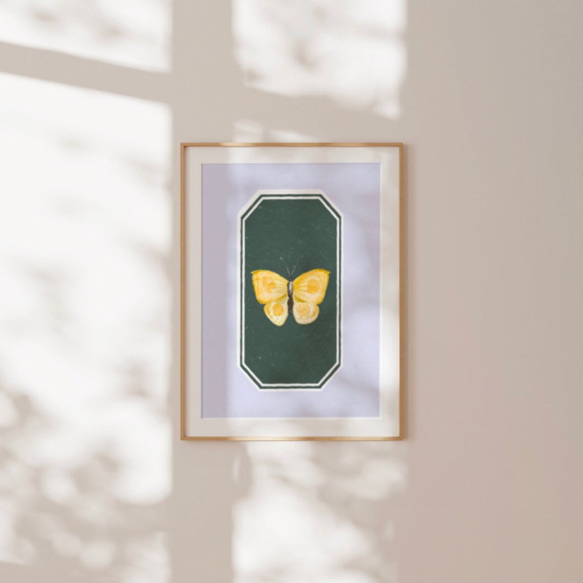 Butterfly Blue Yellow Papillon Art Print, Vintage - Image 2