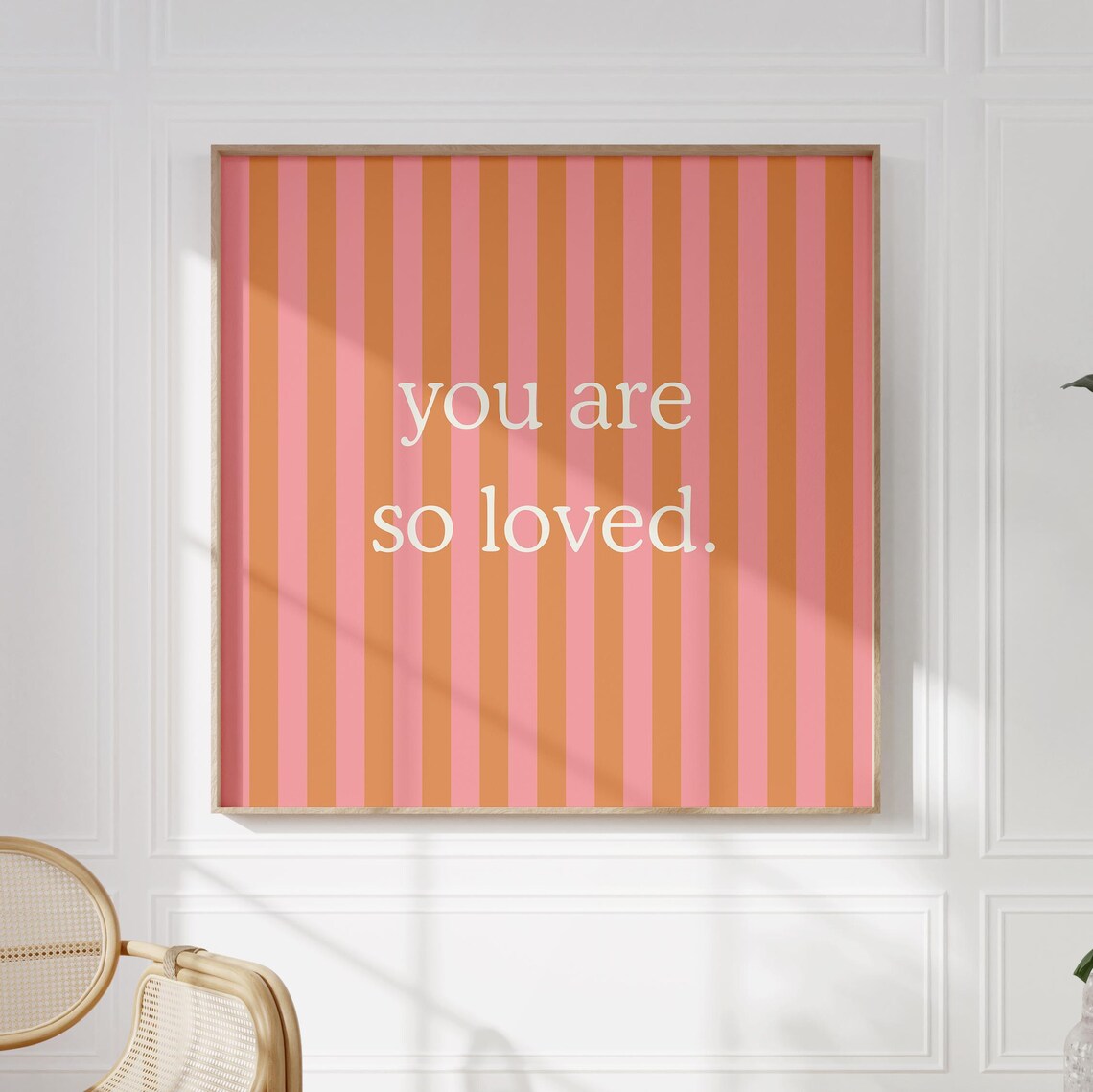 Pink Orange Striped You Are So Loved Quote Poster Nursery Decor - Image 3