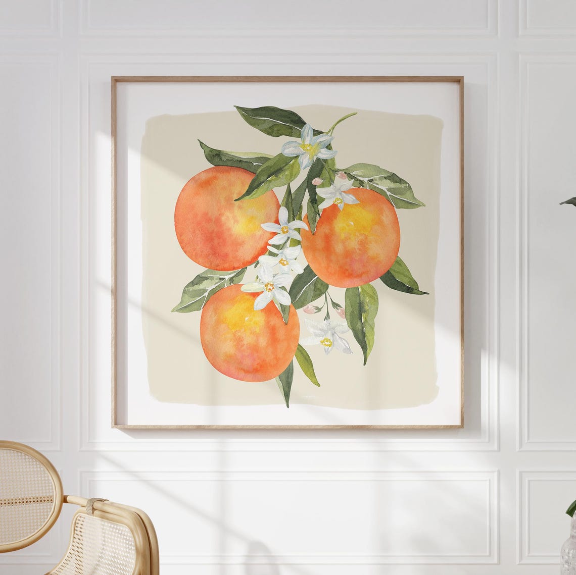 Orange Citrus Branch Blossom Watercolor Botanical Wall Art Print - Image 5