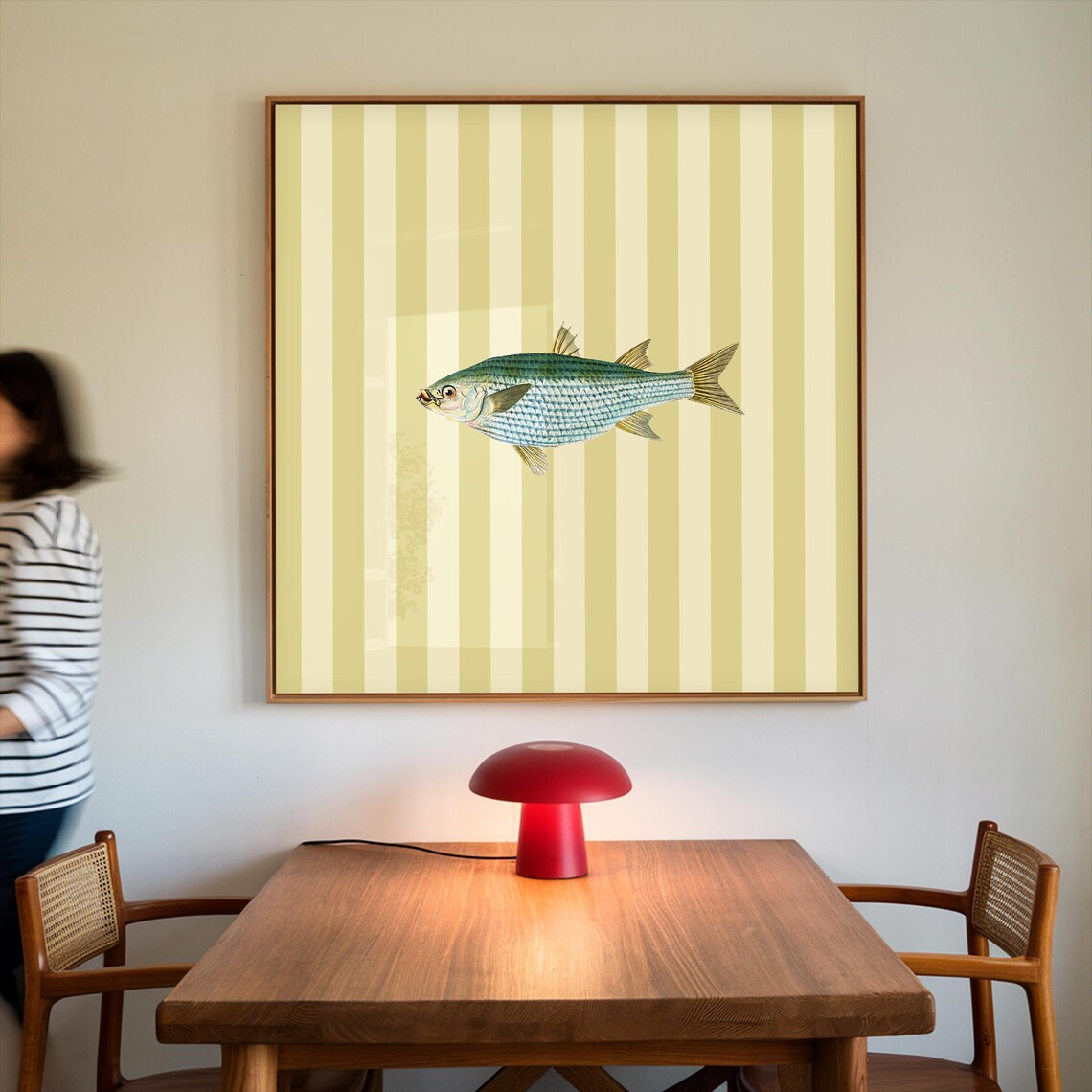 Striped Minimal Fish Print, Cottage Coastal Decor - Image 3