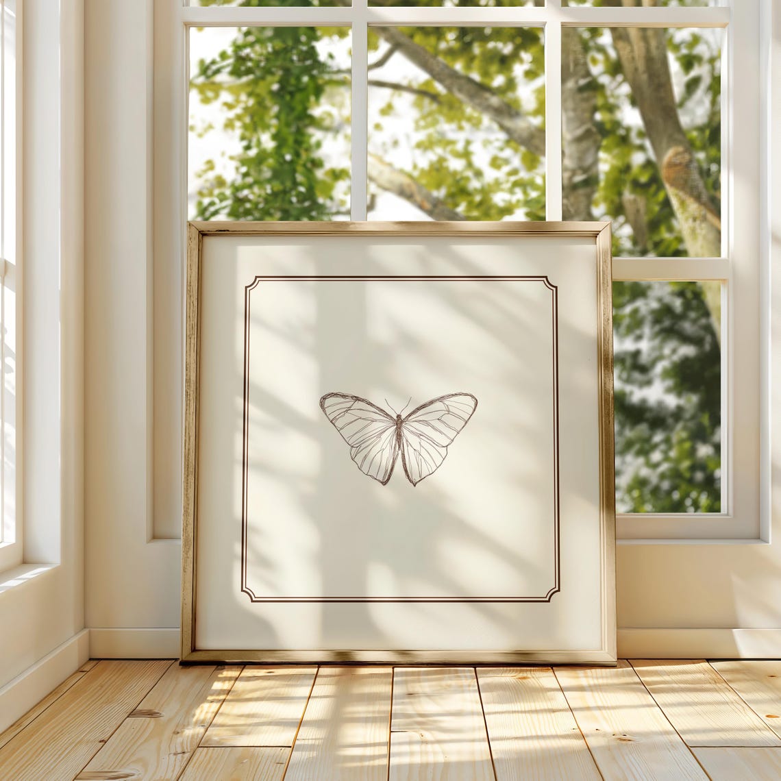 Cream Minimal Butterfly Print Wall Art Trendy Decor Cottage Nursery - Image 5