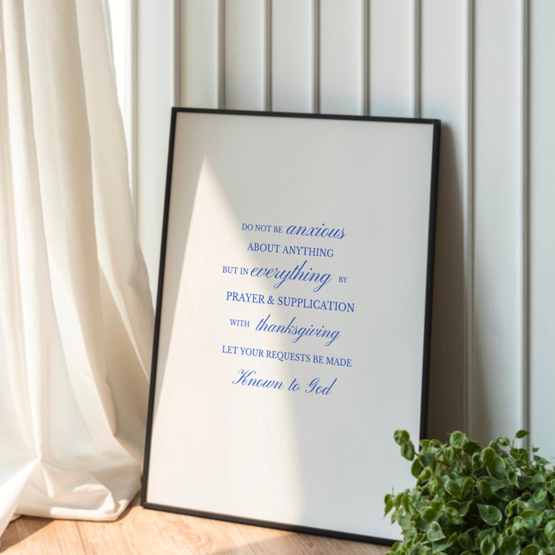 Do Not Be Anxious Blue Scripture Typography Christian Prayer Poster - Image 2