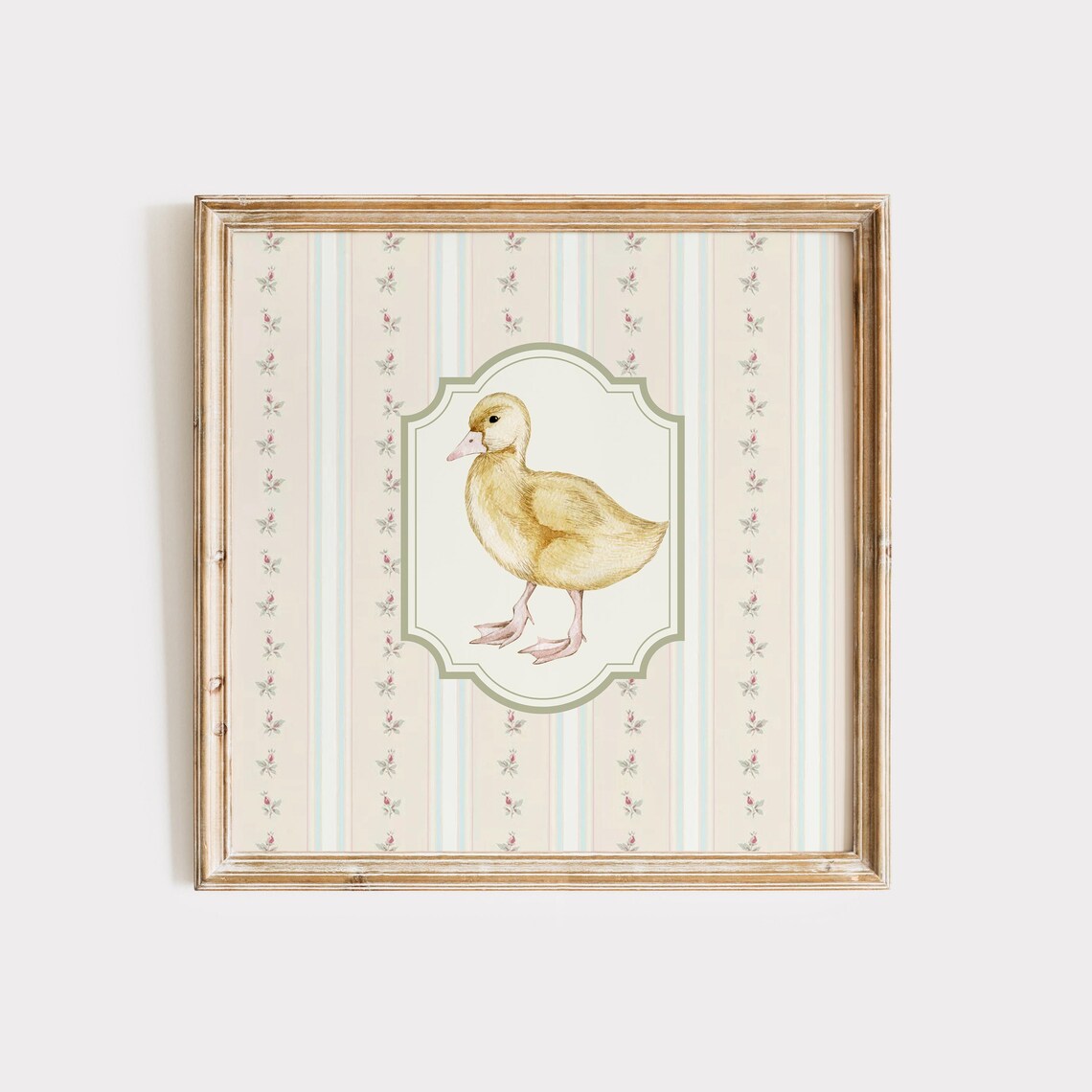 Yellow Duckling Floral Wallpaper Vintage Nursery Wall Art Poster - Image 3