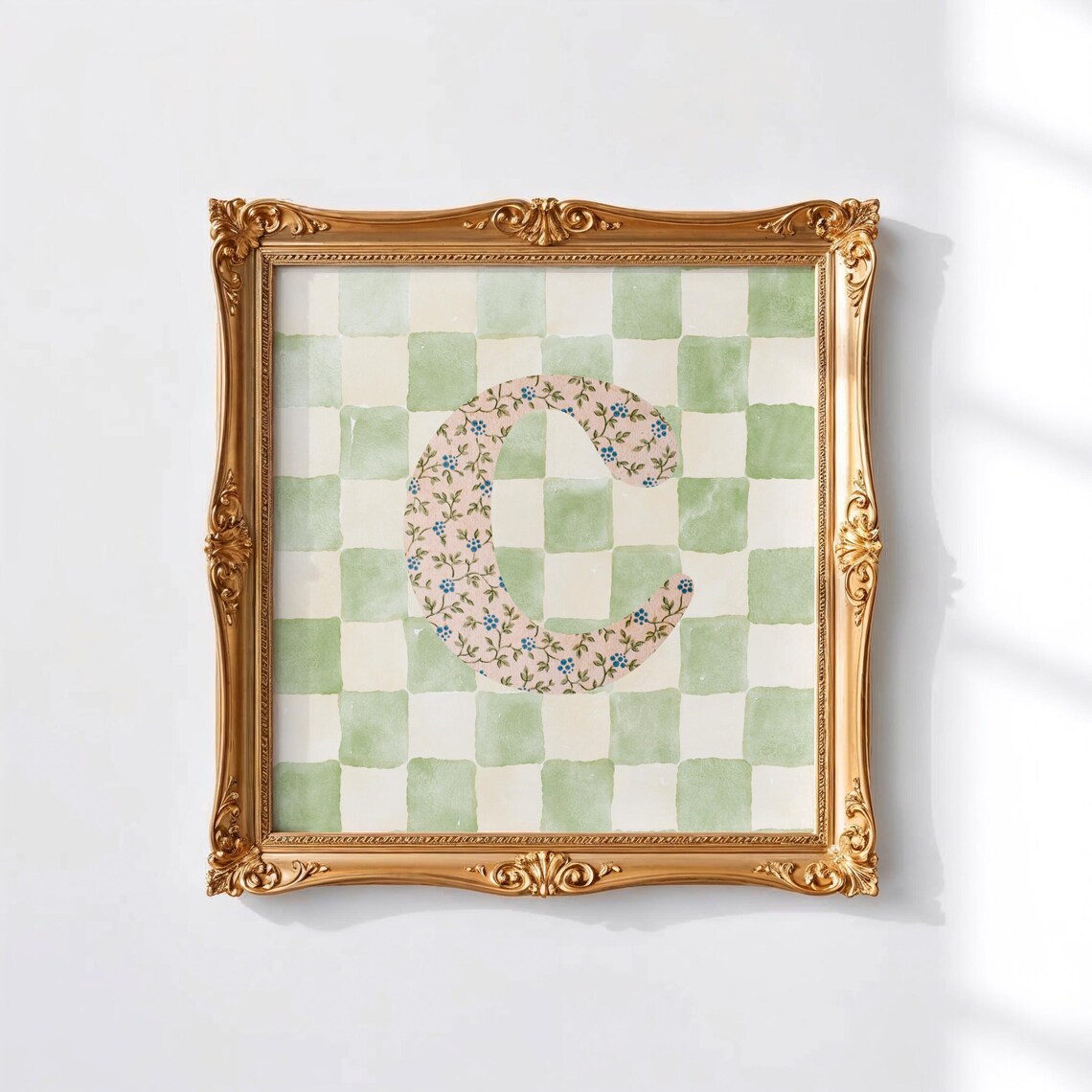 C Square Initial Print, Personalized Watercolor Gift - Image 4