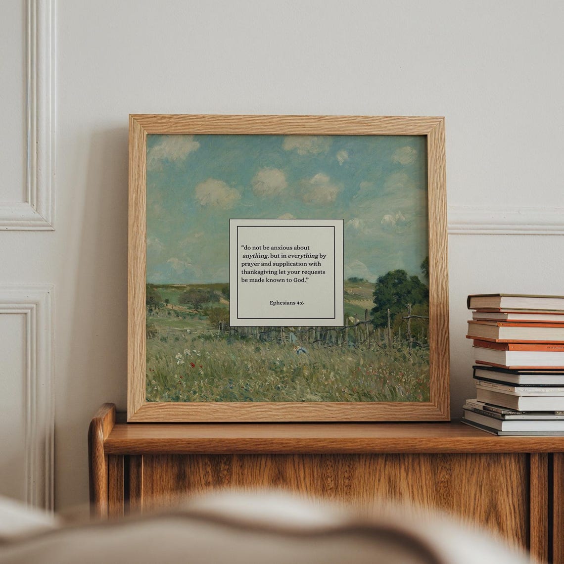 Do Not Be Anxious Square Print Instant Wall Art Kitchen Living Room Art Thin Line Scripture