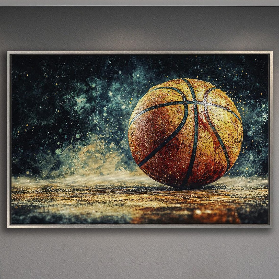 Basketball Abstract Framed Wall Art Modern Sports Painting Print Boys Room Wall Decor Athletic Theme Poster Ready To Hang Gift Idea