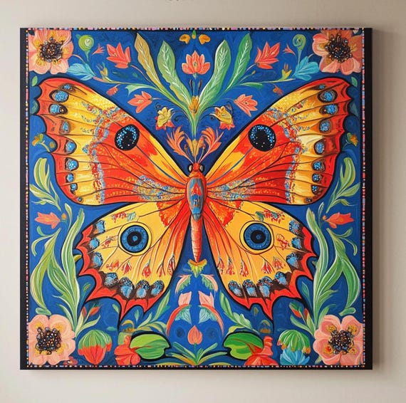 Butterfly, William Morris Style Botanical Art
