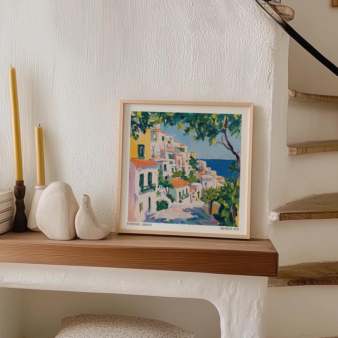 Positano Amalfi Cliffside Village Colorful Sea View Travel Poster - Image 2