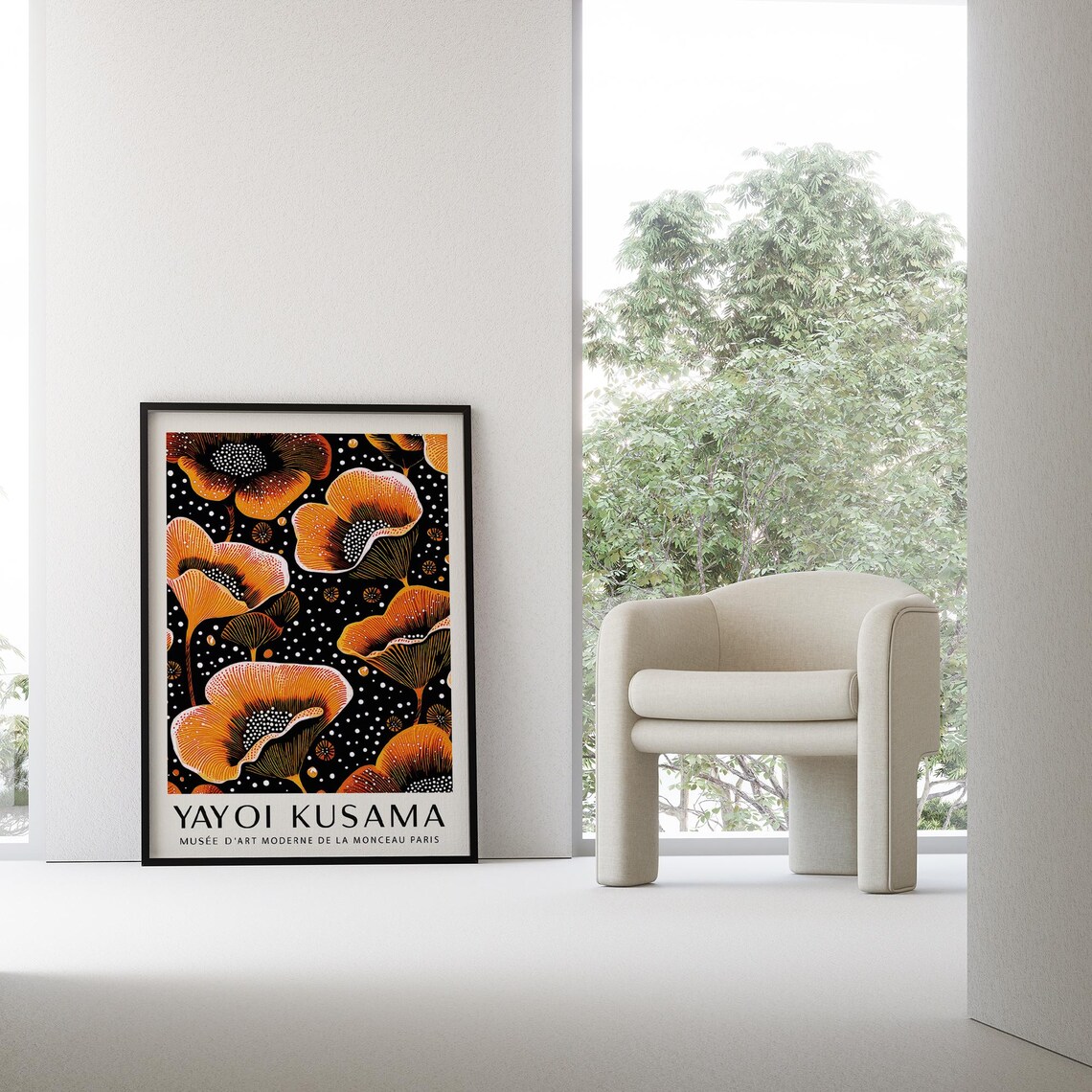 Yayoi Kusama Orange Poppy Flower Polka Dot Exhibition Poster - Image 2