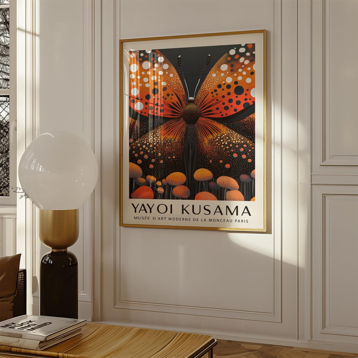 Yayoi Kusama Orange Butterfly Dotted Wings Exhibition Poster - Image 2