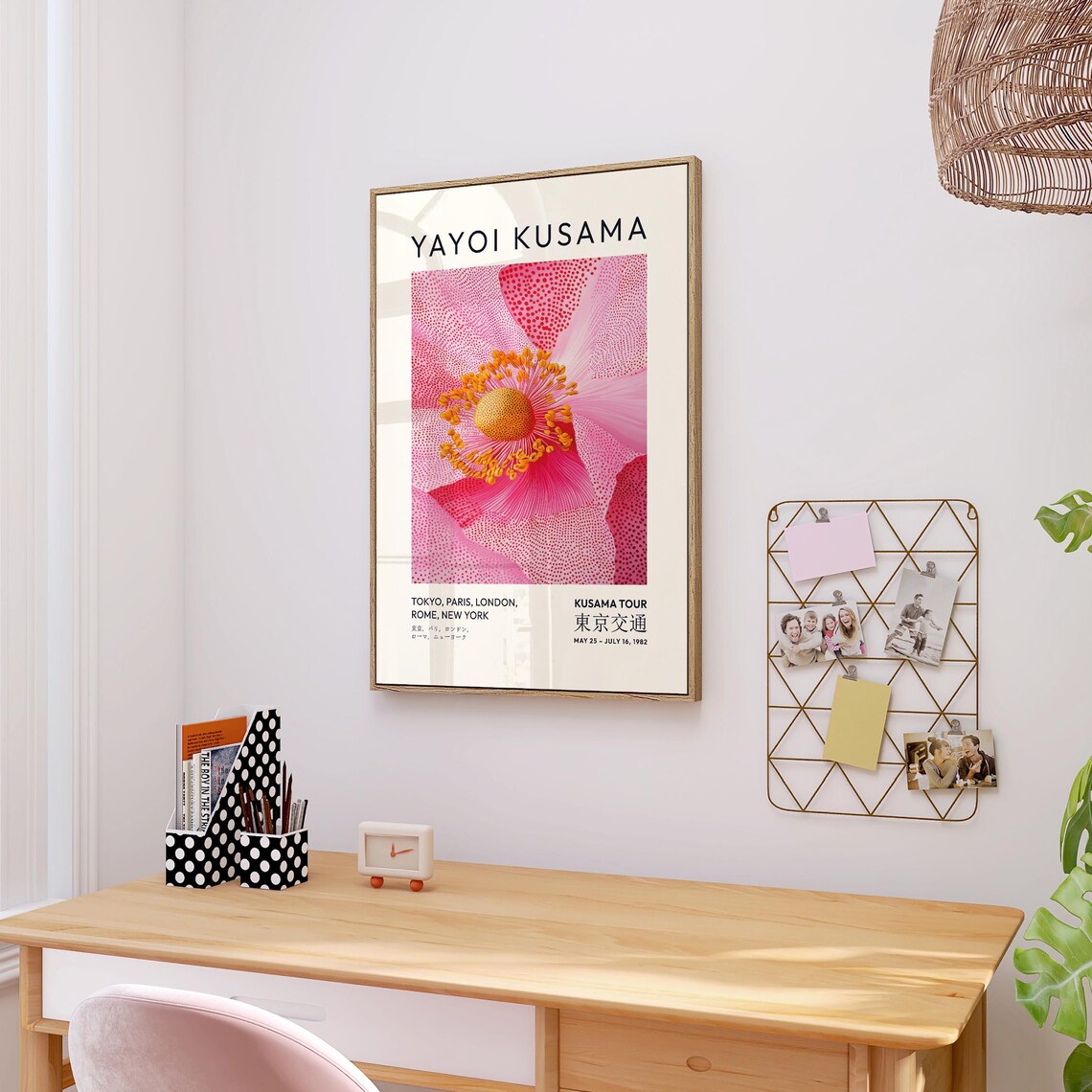 Yayoi Kusama Pink Dotted Flower 1982 Tour Art Exhibition Poster - Image 4