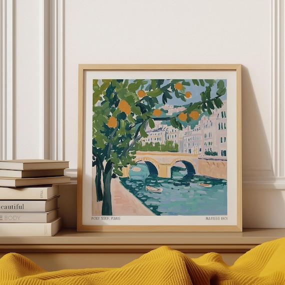 Paris Pont Neuf Bridge Seine River With Orange Tree Fauvist Poster
