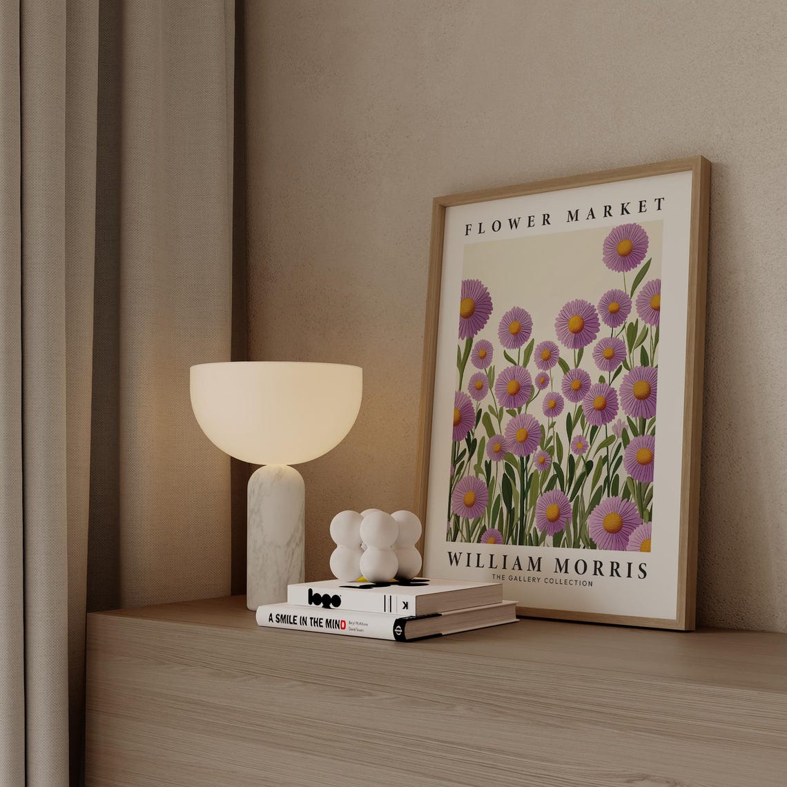 William Morris Flower Market Purple Daisy Botanical Gallery Poster - Image 3