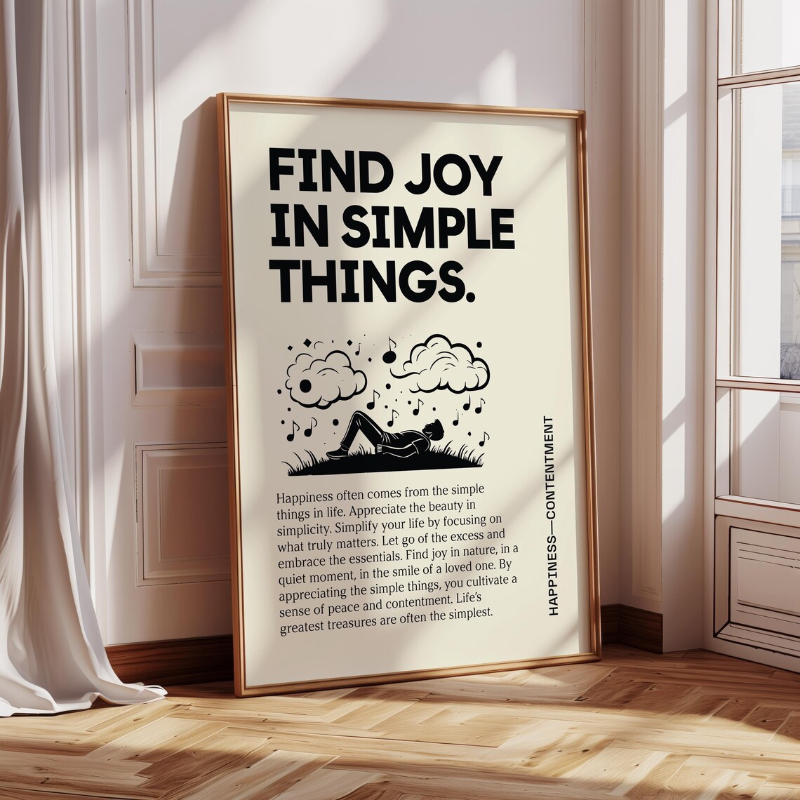 Find Joy in Simple Things Relaxing Meadow Motivational Quote Poster