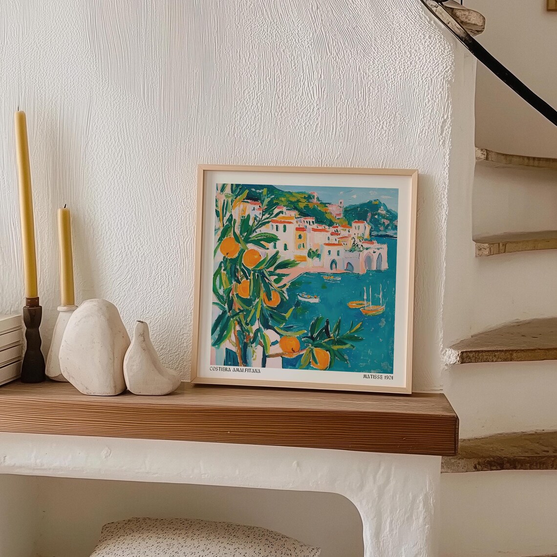 Amalfi Coast Orange Trees Seaside Village Matisse Style Poster - Image 2