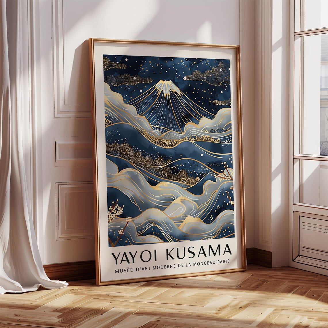 Yayoi Kusama Mount Fuji Gold Blue Waves Exhibition Art Poster - Image 4