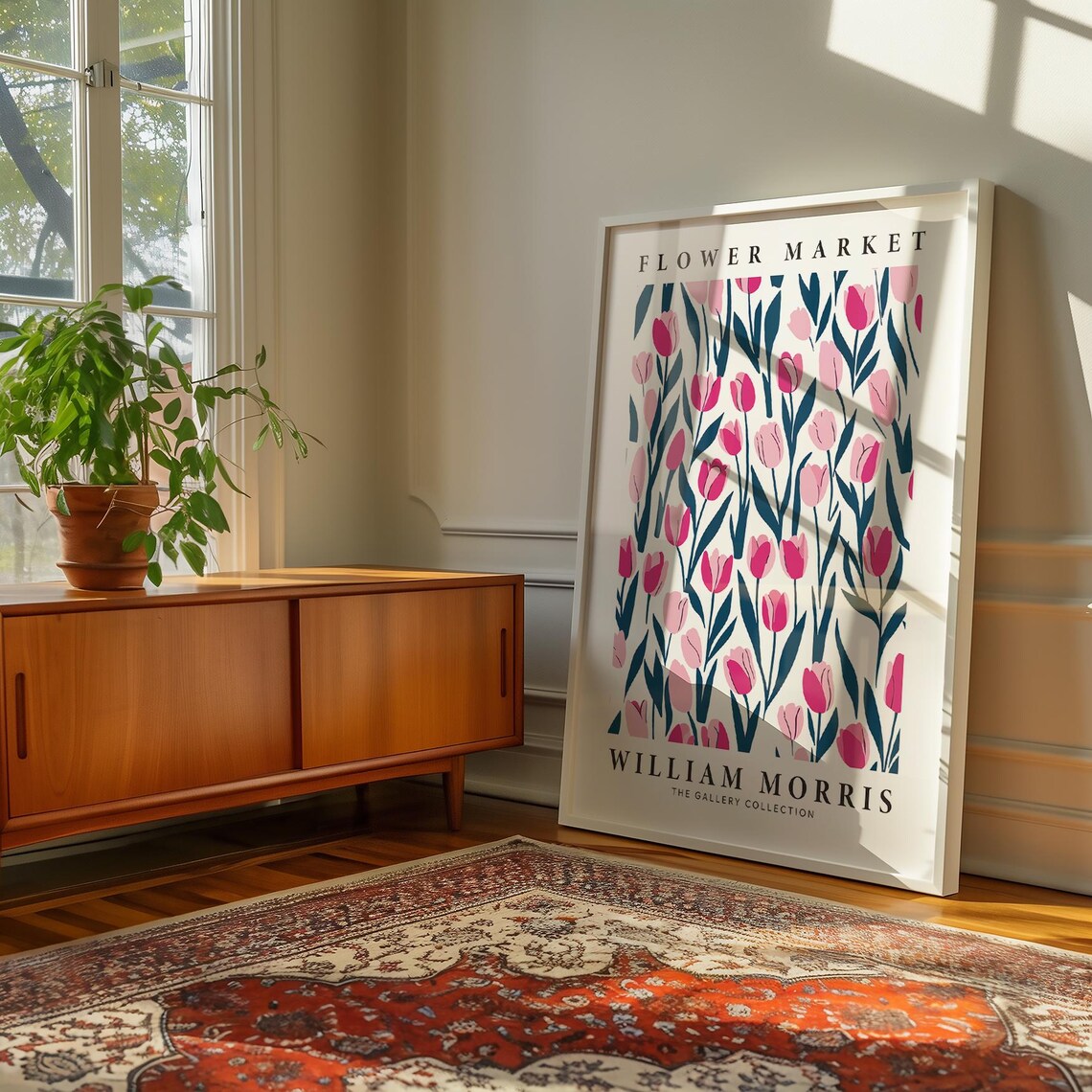 Flower Market William Morris Pink Tulips Gallery Collection Poster - Image 4