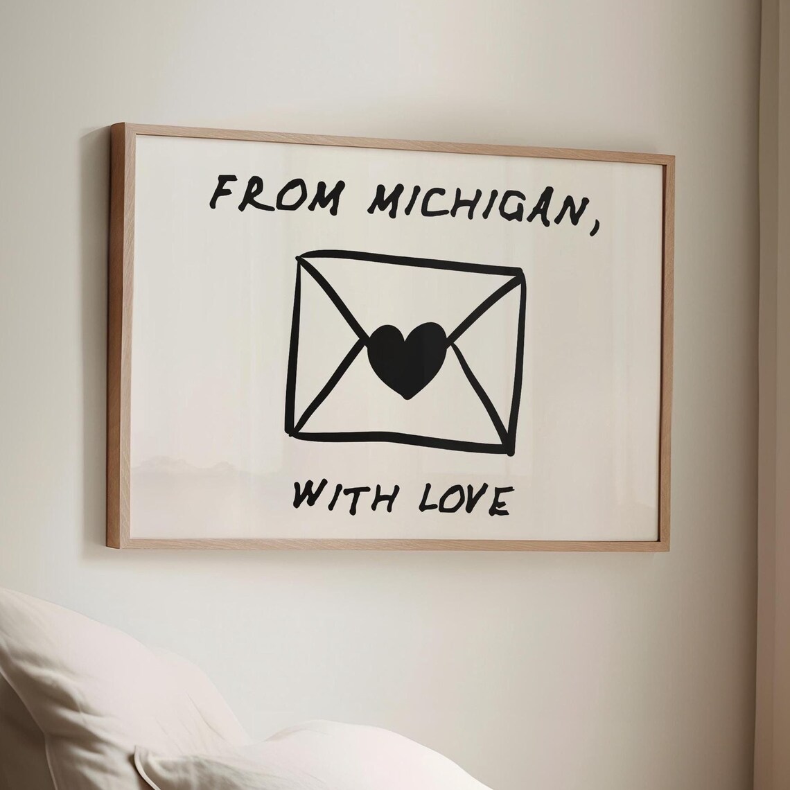 From Michigan With Love Hand Drawn Envelope Minimalist Sketch Poster