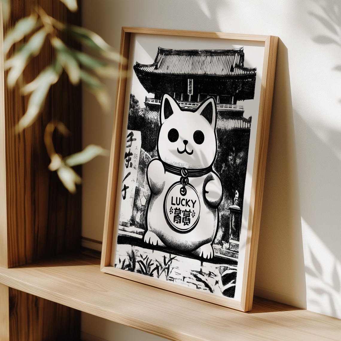 Lucky Cat Art Print Black And White Maneki Neko Fortune Gift For Girls Girls Room Poster Positive Wall Art For Teen Bedroom - Image 4