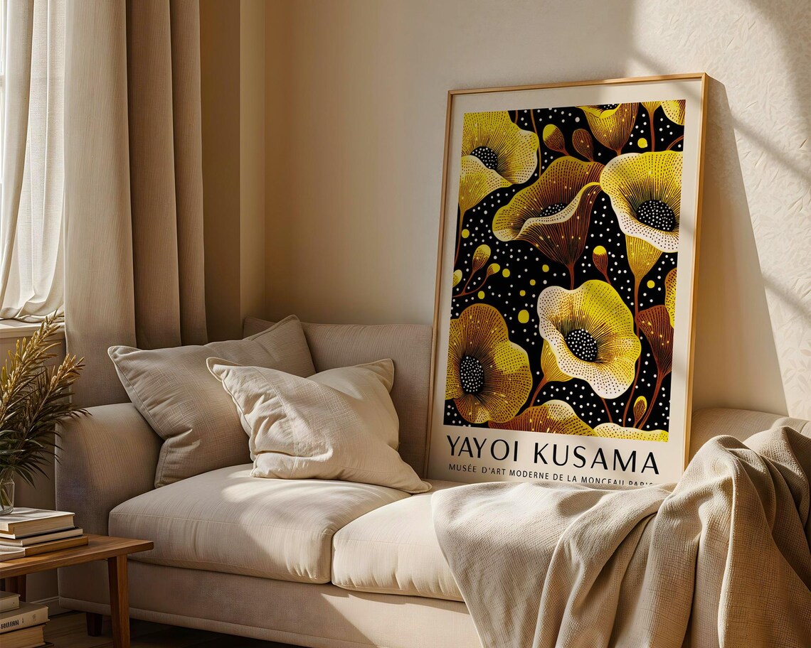 Yellow Flower Yayoi Kusama Poster Contemporary Floral Wall Art Japanese Bedroom Decor Vibrant Living Room Print Gift Art Extra Large Print - Image 3