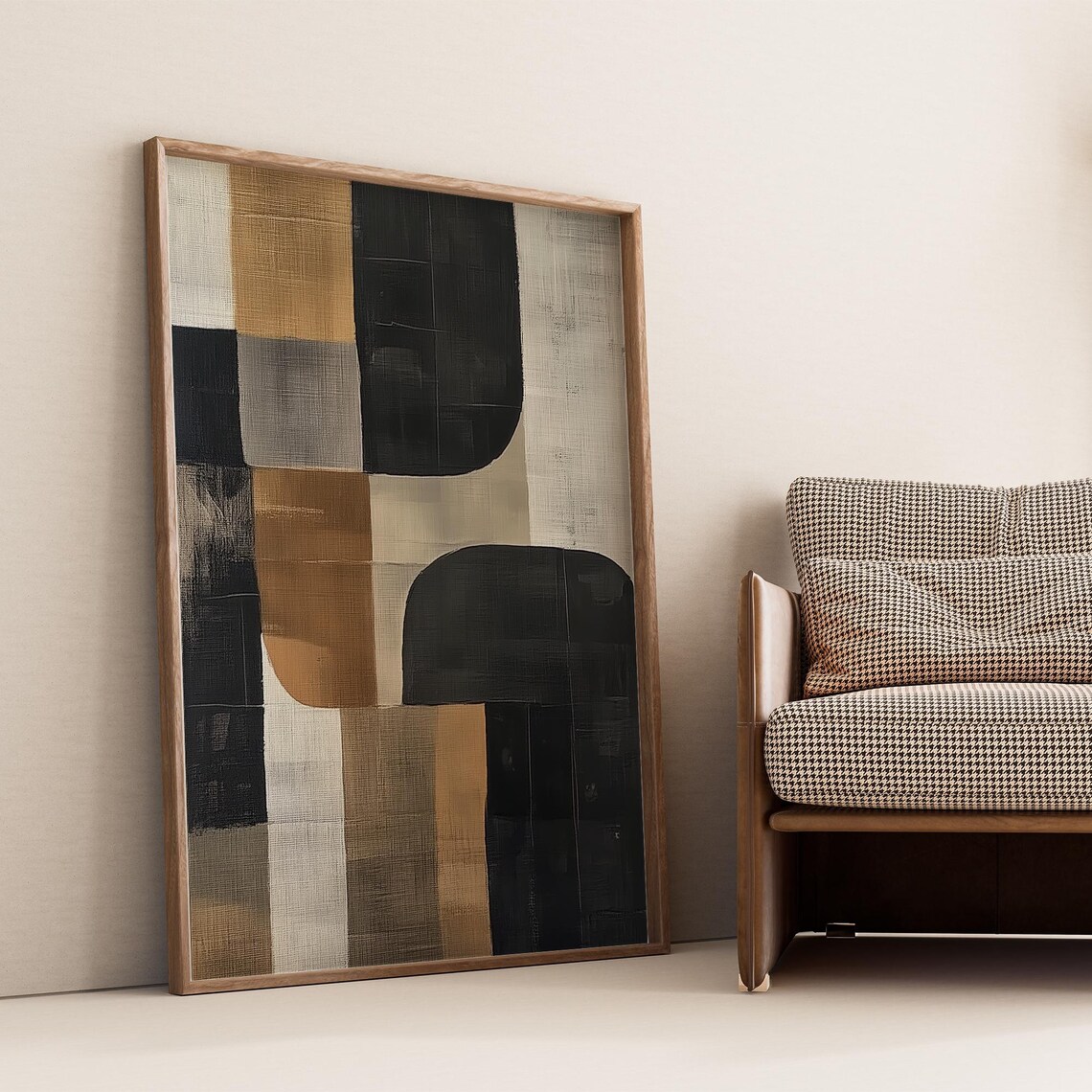 Geometric Gold Black Beige Blocks Modern Abstract Style Poster - Image 4