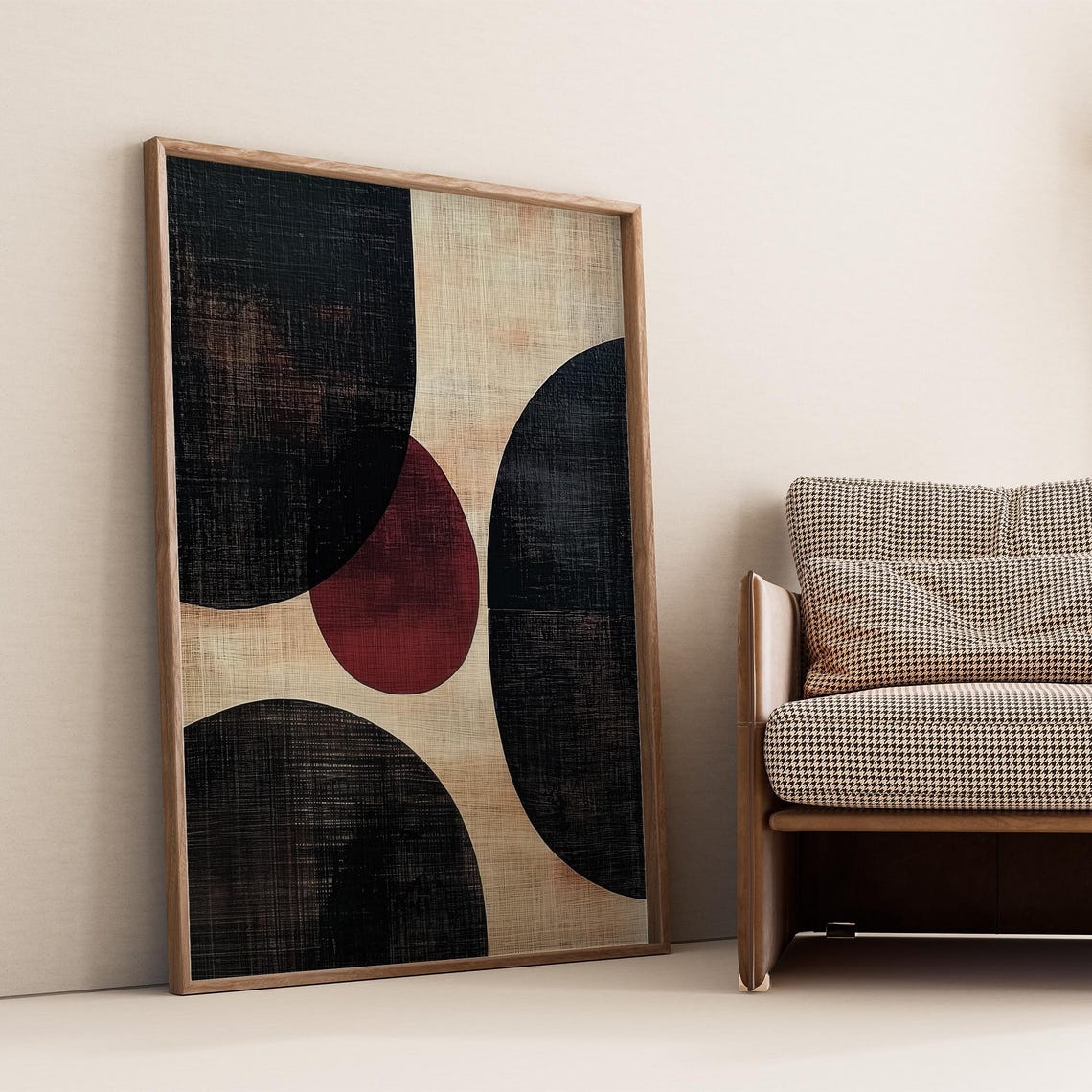 Modern Dark Arches Burgundy Circle Beige Textured Abstract Poster - Image 4