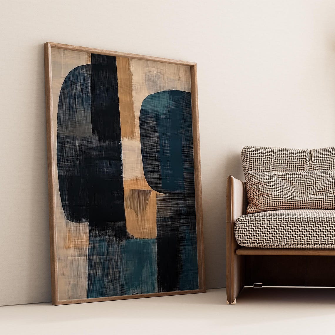 Blue Beige Arched Forms Wabi Sabi Japandi Abstract Art Poster - Image 4
