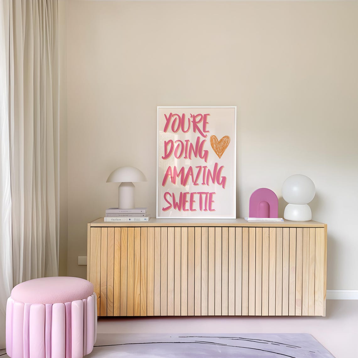 Youre Doing Amazing Sweetie Wall Art Motivational Quote Print Cute Positive Decor For Teen Girl Bedroom Fun Room Poster Encouragement Gift - Image 2