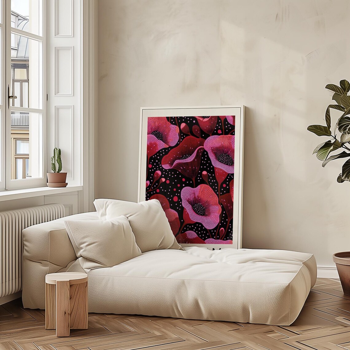 Yayoi Kusama Red Pink Poppies Black Dotted Floral Paris Art Poster - Image 3