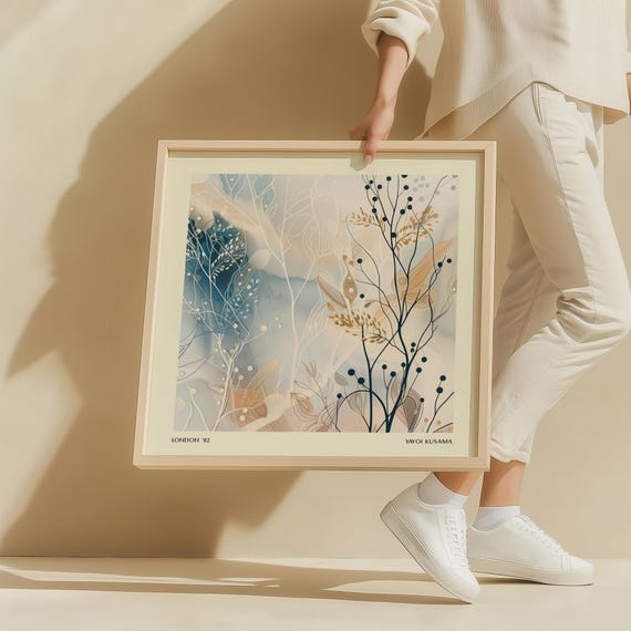 Japandi Minimalist Nature Wall Art Neutral Pastel Tree Print For Bedroom Living Room Or Modern Office Square Wall Art Square Print